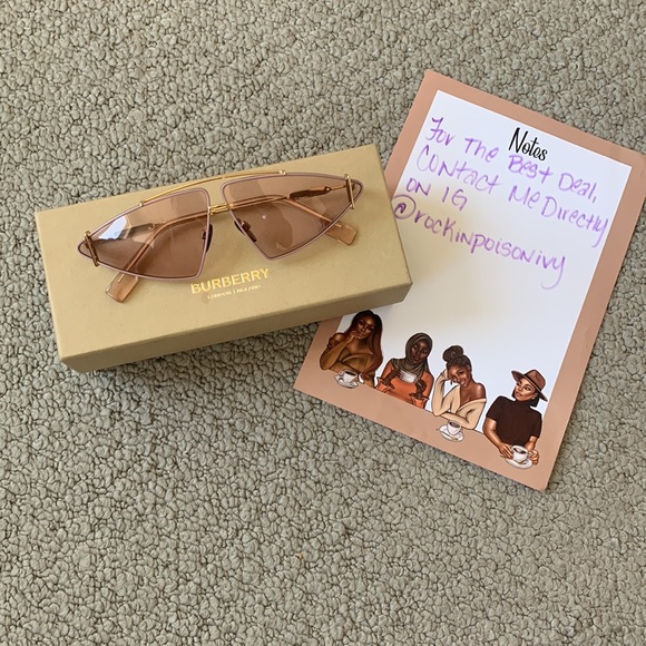 BURBERRY PINK TINTED LENSES CAT EYE SUNGLASSES - Picture 14 of 14